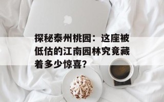 探秘泰州桃园：这座被低估的江南园林究竟藏着多少惊喜？