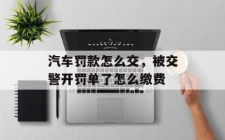 汽车罚款怎么交，被交警开罚单了怎么缴费