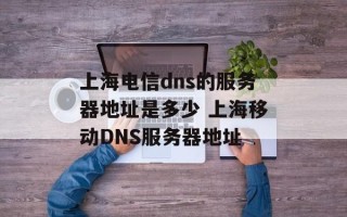 上海电信dns的服务器地址是多少 上海移动DNS服务器地址
