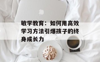 敏学教育：如何用高效学习方法引爆孩子的终身成长力