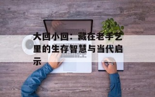 大回小回：藏在老手艺里的生存智慧与当代启示