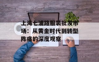 上海七浦路服装批发市场：从黄金时代到转型阵痛的深度观察