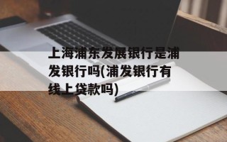 上海浦东发展银行是浦发银行吗(浦发银行有线上贷款吗)