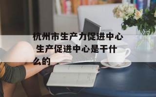 杭州市生产力促进中心 生产促进中心是干什么的