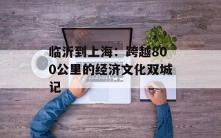 临沂到上海：跨越800公里的经济文化双城记