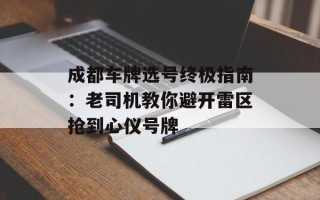 成都车牌选号终极指南：老司机教你避开雷区抢到心仪号牌
