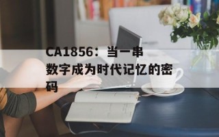 CA1856：当一串数字成为时代记忆的密码