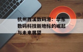 杭州西溪数码港：华东数码科技新地标的崛起与未来展望