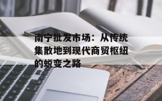 南宁批发市场：从传统集散地到现代商贸枢纽的蜕变之路