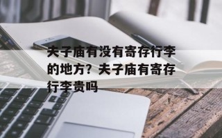 夫子庙有没有寄存行李的地方？夫子庙有寄存行李贵吗