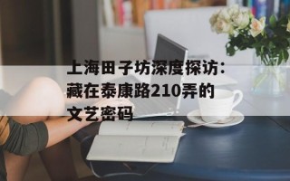 上海田子坊深度探访：藏在泰康路210弄的文艺密码