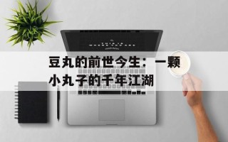 豆丸的前世今生：一颗小丸子的千年江湖