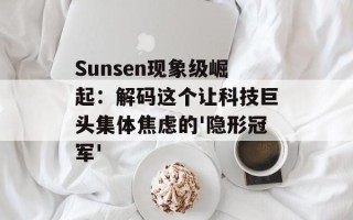 Sunsen现象级崛起：解码这个让科技巨头集体焦虑的'隐形冠军'