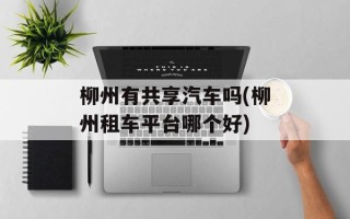 柳州有共享汽车吗(柳州租车平台哪个好)