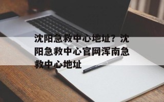 沈阳急救中心地址？沈阳急救中心官网浑南急救中心地址