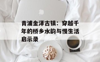 青浦金泽古镇：穿越千年的桥乡水韵与慢生活启示录