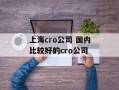 上海cro公司 国内比较好的cro公司