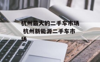 杭州最大的二手车市场 杭州新能源二手车市场